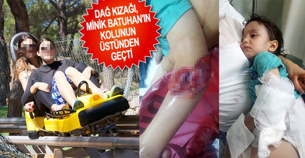 Dağ kızağı, minik Batuhan'ın kolunun üstünden geçti