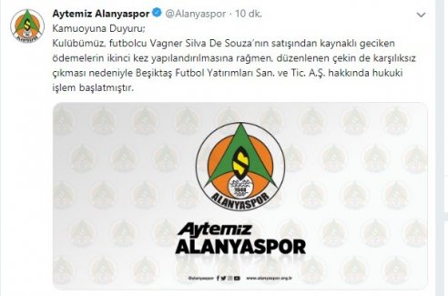 Alanyaspor’dan Beşiktaş’a dava