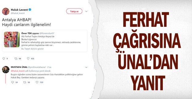 Ferhat çağrısına Ünal’dan yanıt