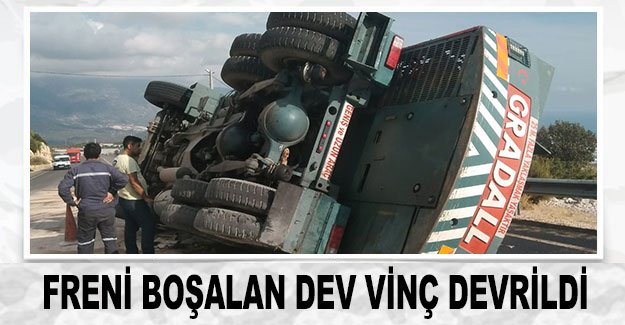 Freni boşalan dev vinç devrildi